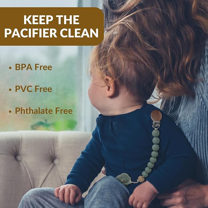 2 Pack Pacifier Clips, Silicone Pacifier Clip for Baby Boys and Girls