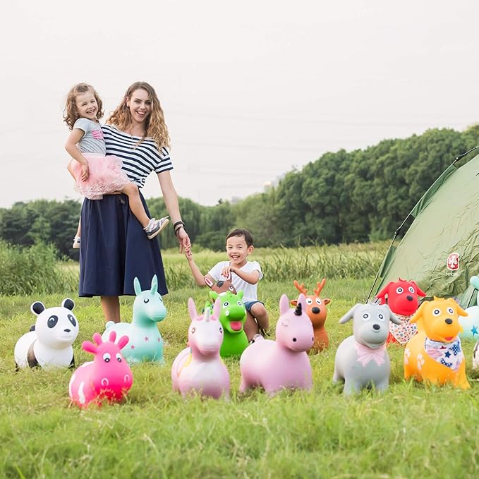 INPANY Inflatable Cow Farm Animal Hopper Toys for 1 2 Year Old Boy Gifts, Ride on Toddler Hopping Bull Toys