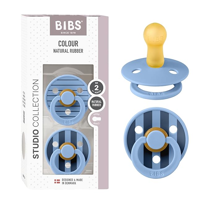 BIBS Pacifiers - Colour Studio 2 Pack | Round Nipple Baby Pacifier 6+ Months