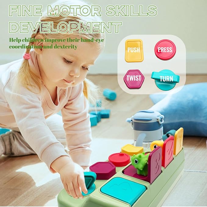Interactive Dinosaur Pop Up Toy for Babies and Toddlers,Early Learning and Brain Development Educational Plaything 18 Months+