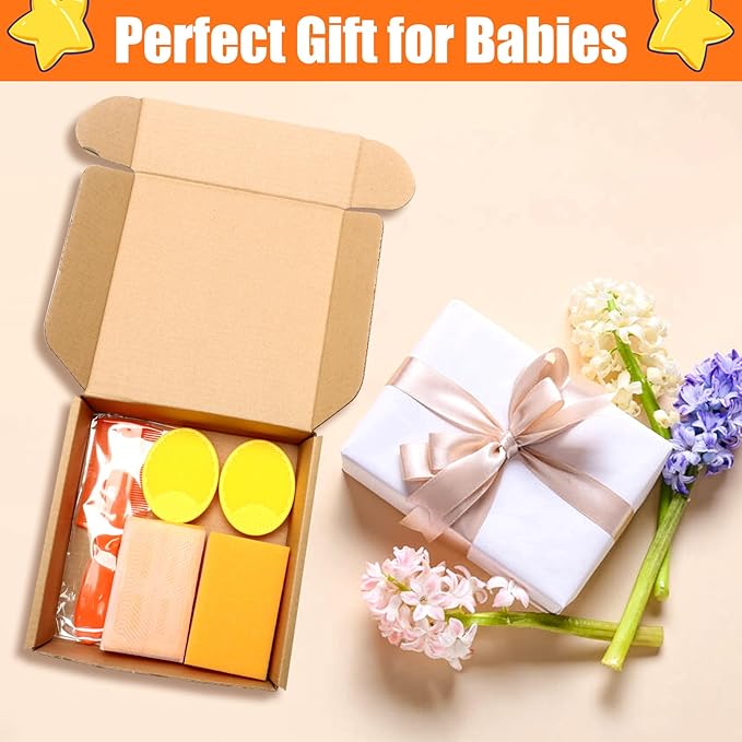 Cradle Cap Brush for Babies, 5Pcs Cradle Cap Treatment Set with Soft Bristle Brushes Silicone Scrubber Long Comb for Newborn Bathing Essentials Baby Brush and Comb Set (Orange)