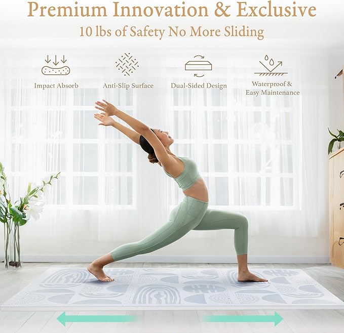 Super 1 Inch Thick Premium Quality Exercise & Baby Foam Play Mats - Expandable & Large Non-Toxic Odorless Floor Mat 6 Tiles 6x4ft -