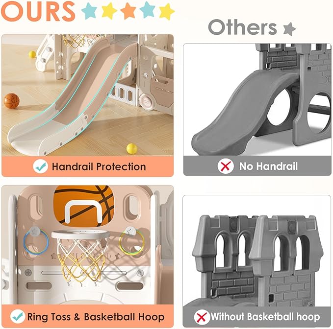 10 in 1 Toddler Slide, Baby Slide for Toddlers Age 1+ with Ring Toss