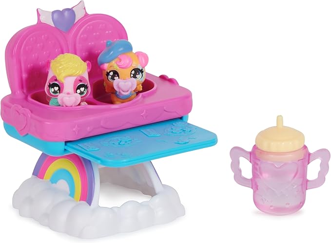 Hatchimals Alive, Hungry Hatchimals Playset with Highchair Toy and 2 Mini Figures in Self-Hatching Eggs 3 and