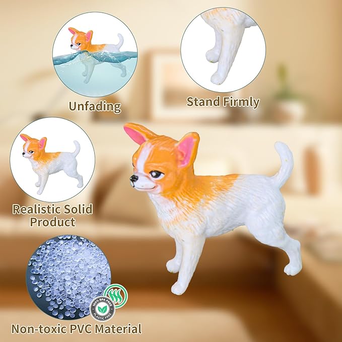 iftnotea 12PCS Small Dog and Cat Figurines for Kids - Puppy Toy Figures with Golden Retriever Husky Colie Pug Shorthair Cat