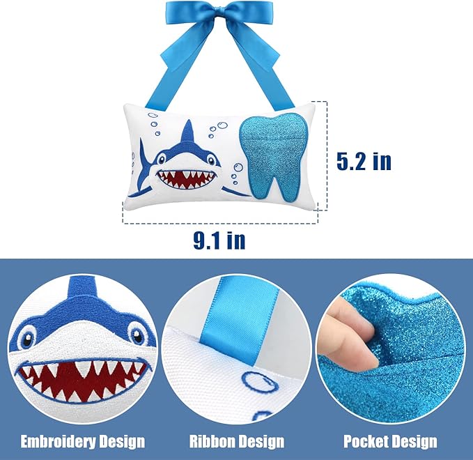 Tooth Fairy Pillow with Pocket for Girls and Boys Kids 8.6 x 4.8 inches