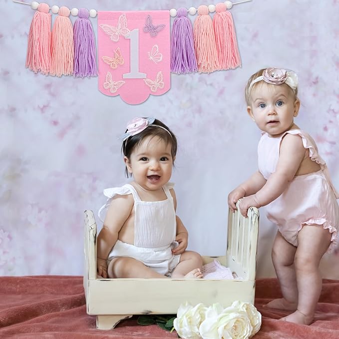 Butterfly First Birthday High Chair Banner, Butterfly High Chair Banner