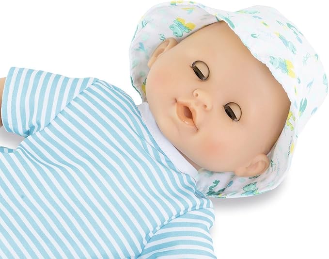 Corolle Bebe Bath Marin Baby Doll - 12" Soft-Body with Rubber Frog Toy, Safe for Water Play in Bathtub or Pool 18 Months
