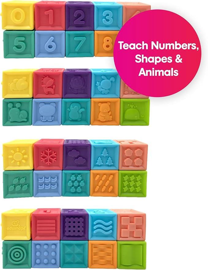 Edushape Mix & Match Textured Blocks - Set of 10 Stacking Blocks