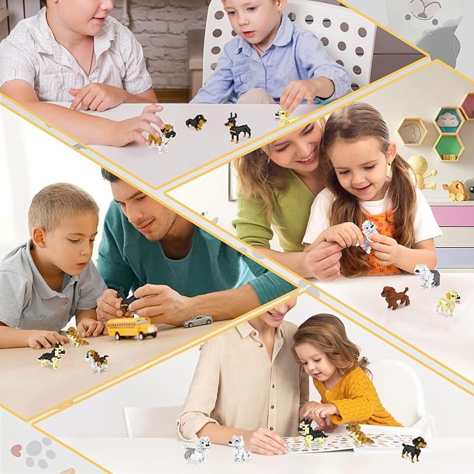 BOROLA Pet Dog Building Blocks Set Educational Toy Realistic Fun Animal Assembly Kit Toys Games(Rottweiler Blocks)