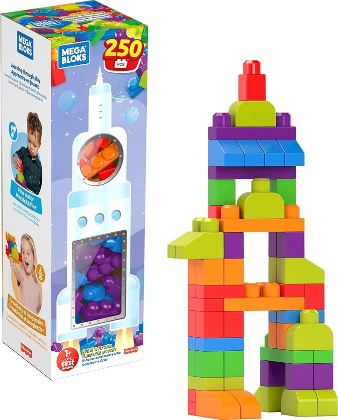 Mega BLOKS Fisher Price Building Blocks Toddler Toys, 250-Piece Build 1-3