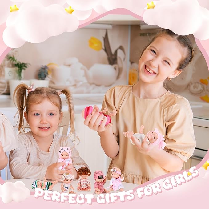 Hanaive 10 Pcs 4 Inch Mini Baby Dolls Lifelike Realistic 3+ Graduation