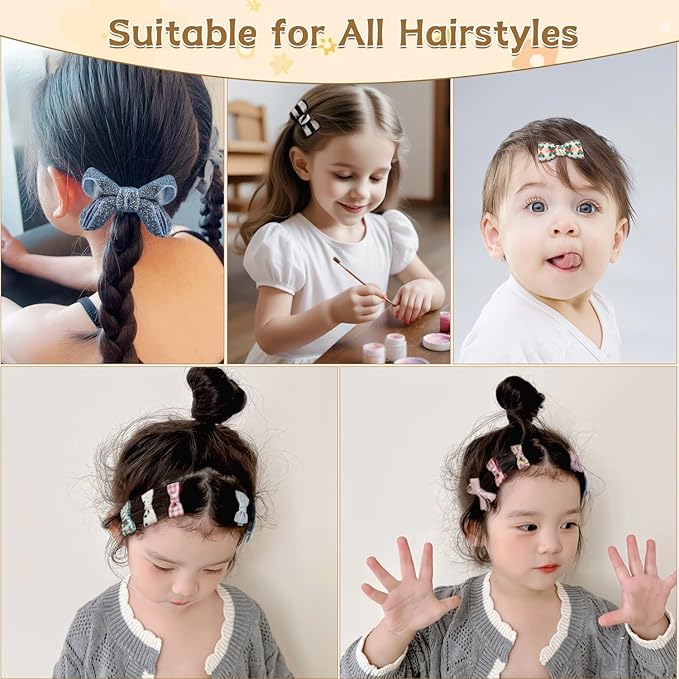 Baby Hair Clips,10Pcs 2" Fully Lined Hair Bow Clips for Babies