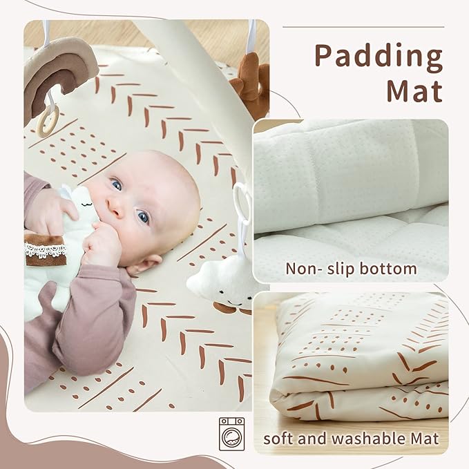 Razee Baby Gym Mat Infant Activity Gym Mudcloth Baby Activity 5 Toys