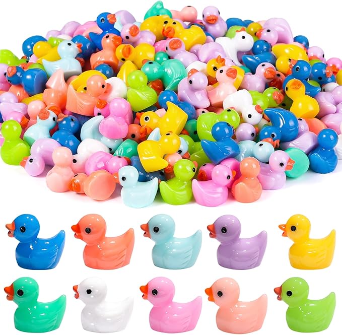 200pcs Tiny Ducks 10 Colors Little Duck Figures Mini Resin