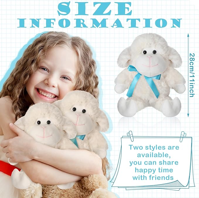 Poen 10 Pcs Lamb Plush Toys Stuffed Animal Sheep 11 Inch Little Lamb Plushy Cute Stuffed Animal Lamb Doll White Sheep Toys Huggable Lamb Toys Gift for Little Ones, Friends