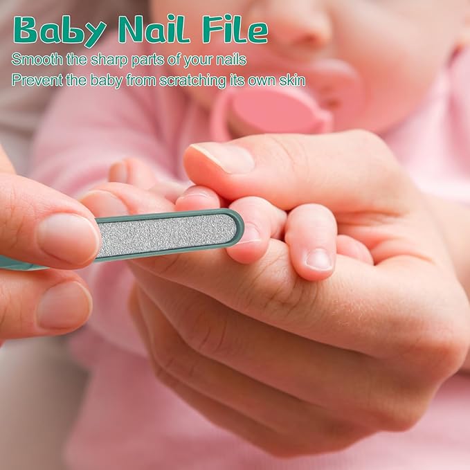 Baby Nail Kit, Baby Manicure Kit and Pedicure Kit with Cute Bear Shape Case, 4-in-1 Kit with Baby Nail Clipper, Scissor, Nail File & Tweezer for Newborn, Infant, Toddler, Mothers Day Gifts(Green)