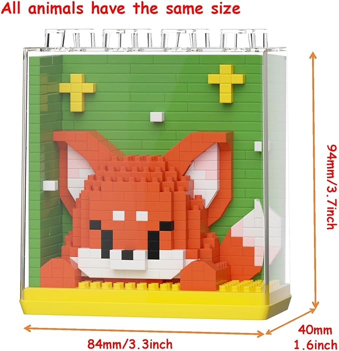 Mini Animals Building Blocks Set,with Pig, Tiger,Panda,Capybara,4Pack Kit Birthday Party Favor Gifts Toys for Ages 8-13 (Block Zoo C 1285PCS)