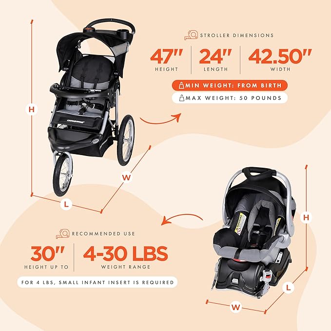 Baby Trend Expedition® Jogger Travel System with EZ Flex-Loc® Infant Car Seat, Millenium White