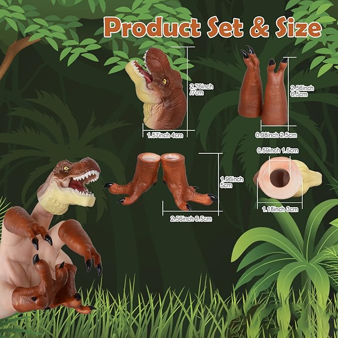 HugOutdoor New T-Rex Dinosaur Finger Puppet Toy Cosplay Novelty Christmas