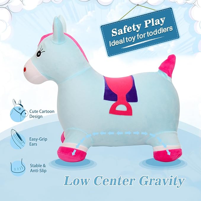 INPANY Bouncy Horse Hopper - Plush Hopping Toy, Inflatable Jumping Horse