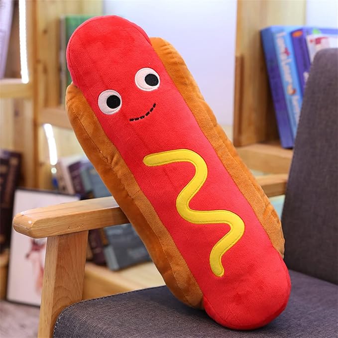 Hot Dog Plush Toy Pillow Hotdog Stuffed Pillow Funny Throw 17.7 inch