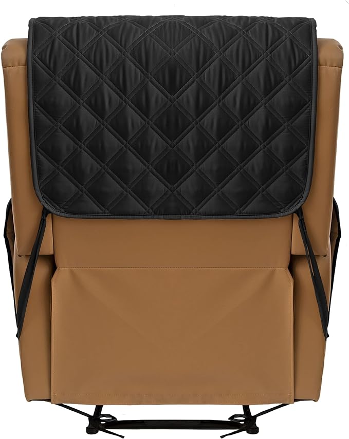TOMORO Non-Slip Quilted Recliner Cover, 100% Waterproof Recliner Chair Slipcover Furniture Protector with Pockets, Washable Couch Cover with Elastic Straps for Kids and Pets,23 Inch