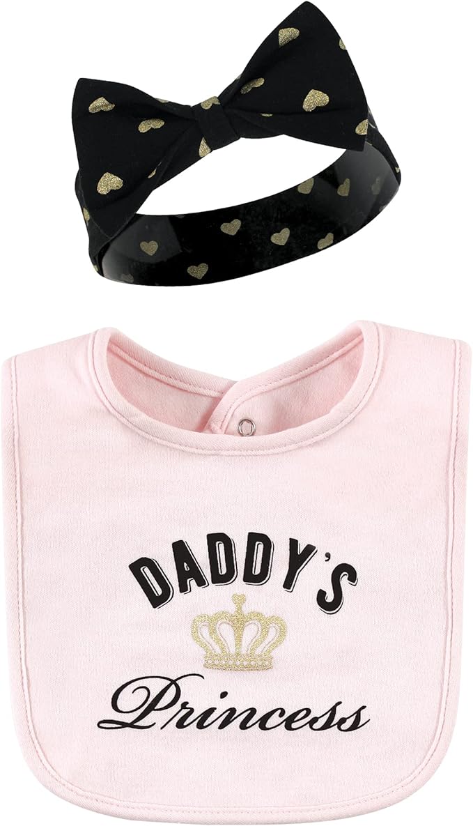 Hudson Baby Unisex BabyCotton Bib and Headband or Caps Set