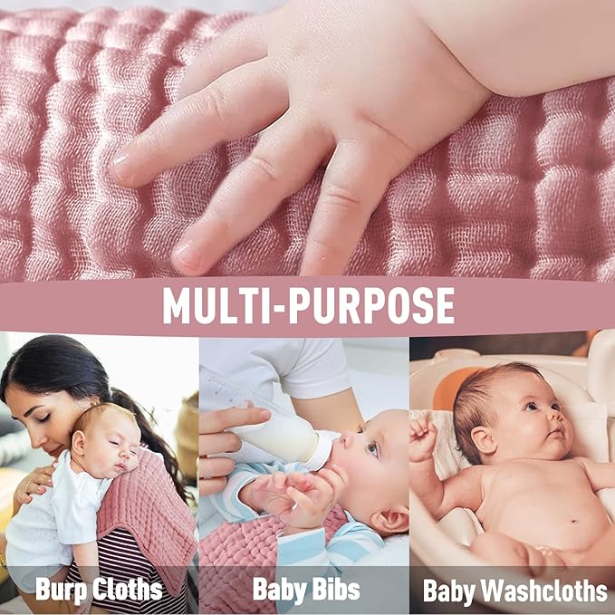 Yoofoss Muslin Burp Cloths for Baby 10 Pack 100% Cotton 20''X10'' Super