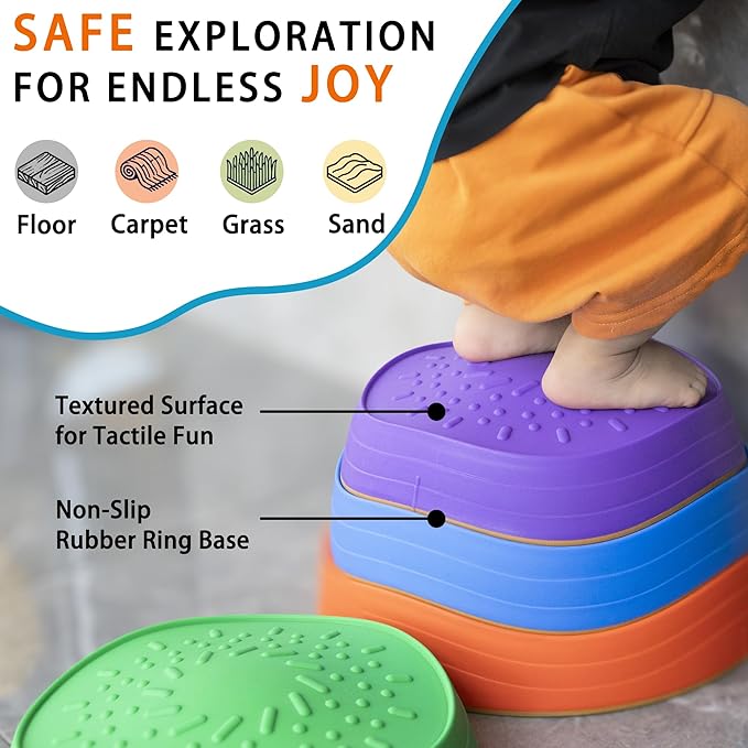 6 Pcs Stepping Stones for Kids, Toddler Sensory Balance Stones 3-8+