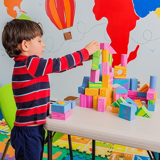 Morvat 300 Piece Colorful Soft EVA Foam Building Blocks Set, Waterproof Play Toy for Children