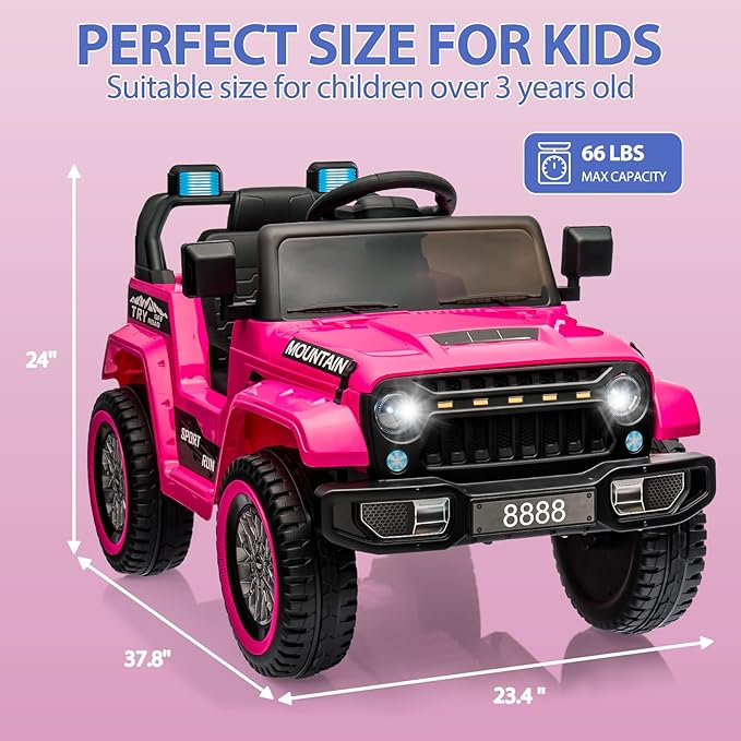 Hetoy Kids Ride On Truck Car, 12V Battery Powered Electric Car w/Parent Remote Control 3 Speeds,