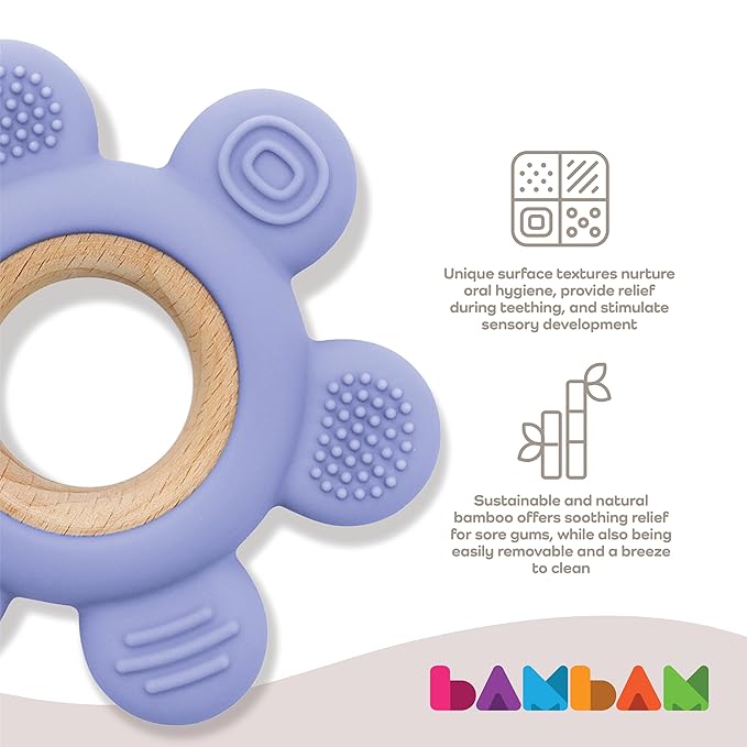 BAMBAM Baby Premium Silicone Teething Ring Toy ??100% BPA Free, Child Safety Tested 0-6, 3-6 6-12 Months