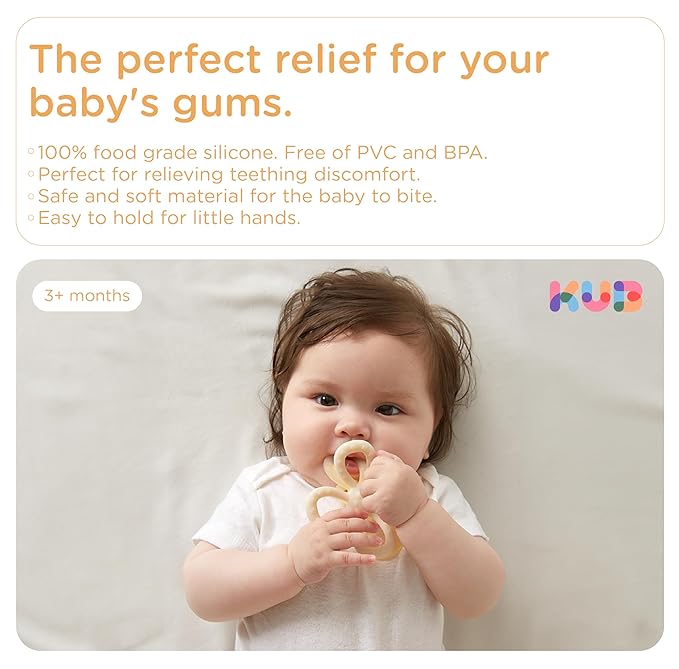 Baby Teething Toys, Silicone Teether Relief Soothing Sore Gums, Baby Chew Toys, Baby Toys 3-12 Months Beige