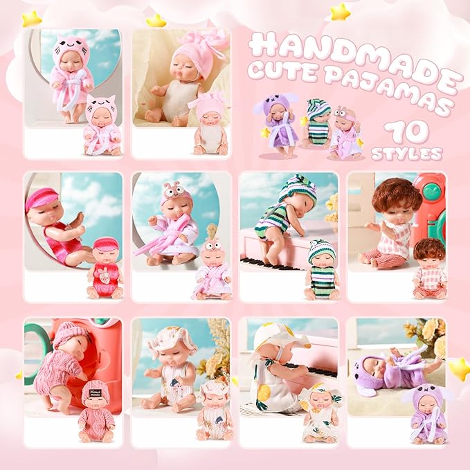Hanaive 10 Pcs 4 Inch Mini Baby Dolls Lifelike Realistic 3+ Graduation