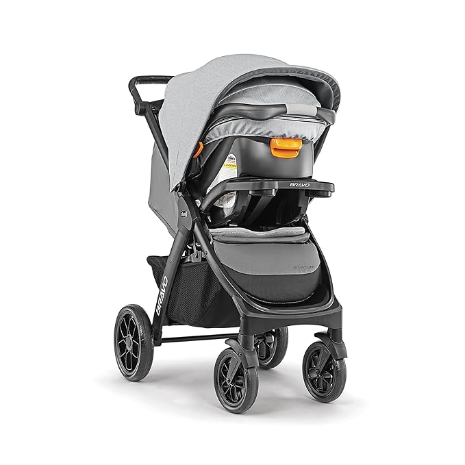 Chicco Bravo LE Trio Travel System, Bravo LE Quick-Fold Stroller with KeyFit 30 Zip Infant Car Seat, Car Seat and Stroller Combo | Driftwood/Grey