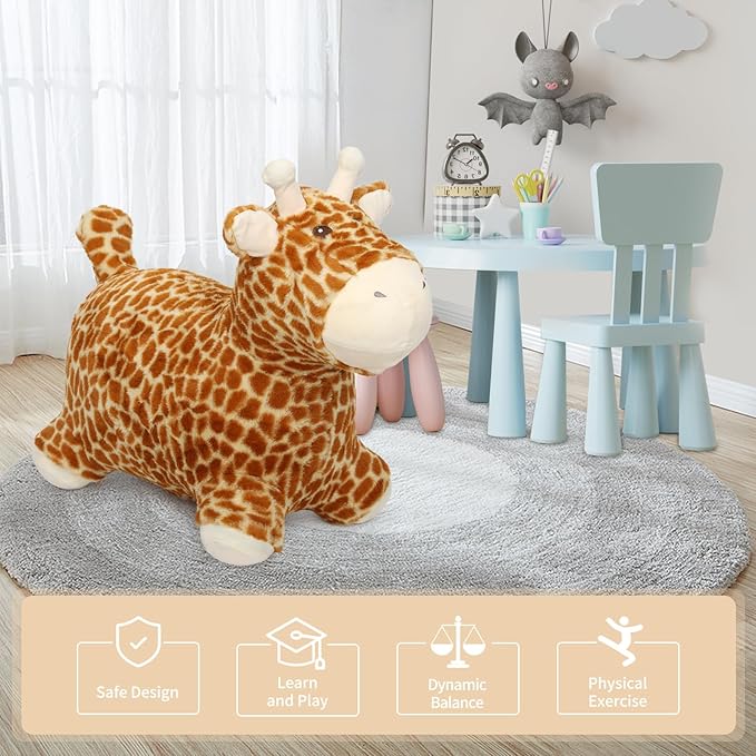 INPANY Bouncy Giraffe Hopping Toys for 1 2 Year Old Girl Birthday Gifts, Toddler Plush Hopper 3 4