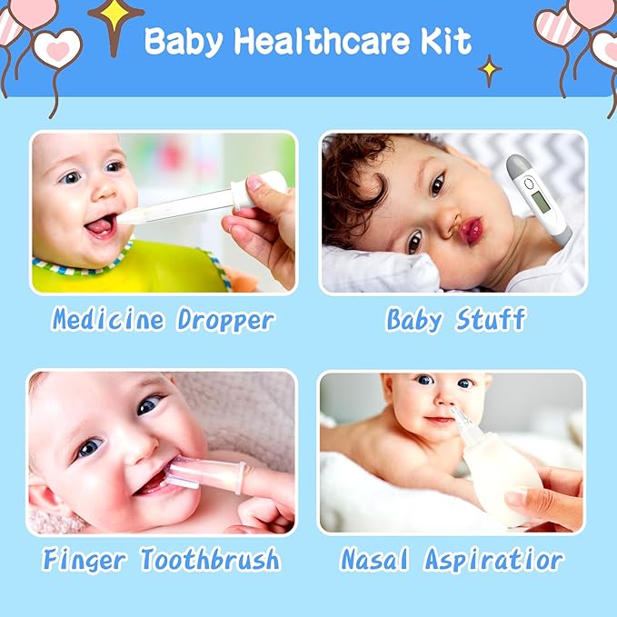 Baby Healthcare and Grooming Kit, Baby Safety Care Set, Baby Electric Nail Trimmer Set Newborn Nursery Health Care Set for Newborn Infant Toddlers Baby Boys Girls Kids (Grey White-18 Kits)