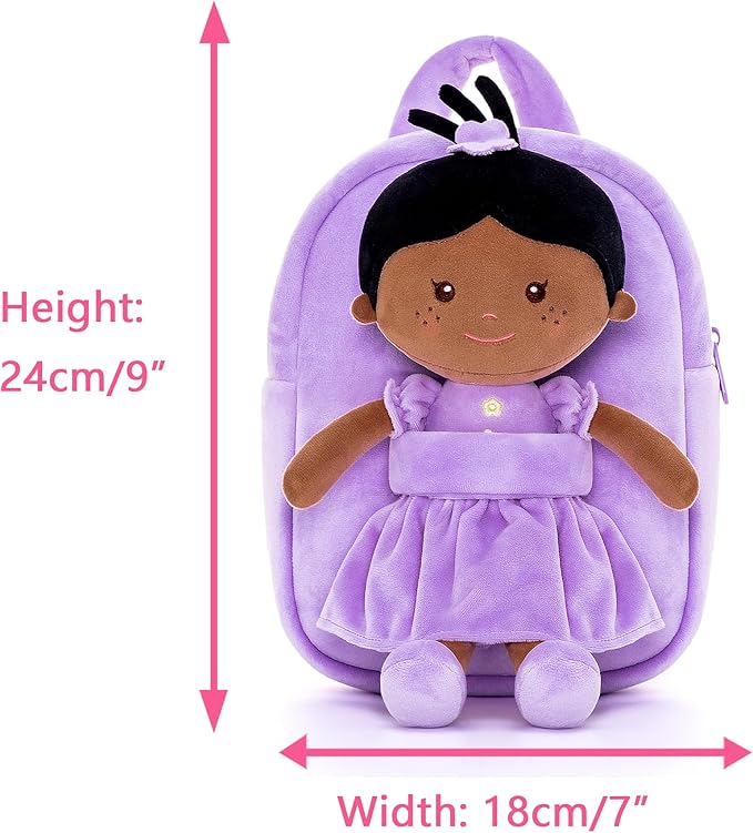 Onetoo Toddler Backpack Kids Backpacks with Soft Tanned Baby Dolls 9"