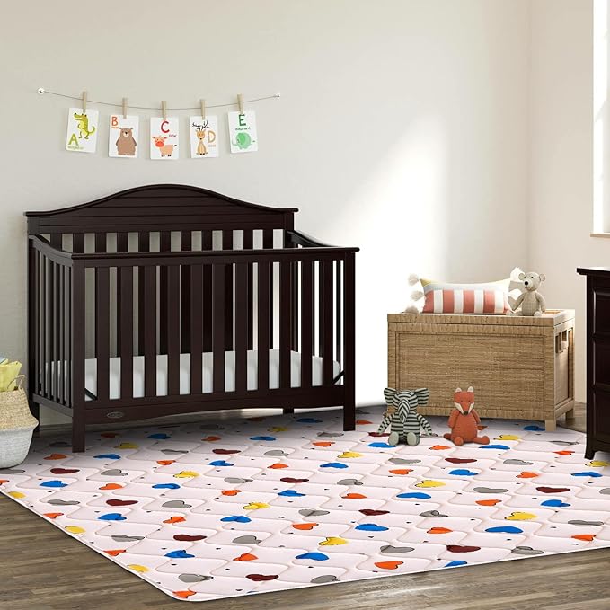 Premium 100% Cotton Baby Play Mat 79" X 71", Soft Thicker Foam Baby Mat for Floor