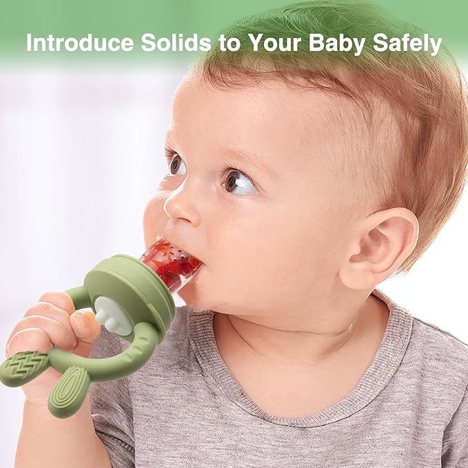 Baby Fruit Feeder with Breastmilk Popsicle Molds & 3 Sizes Pouches, BPA Free Silicone Frozen Feeder for Teething Relief 4 Months+