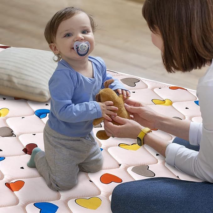 Premium 100% Cotton Baby Play Mat 79" X 71", Soft Thicker Foam Baby Mat for Floor