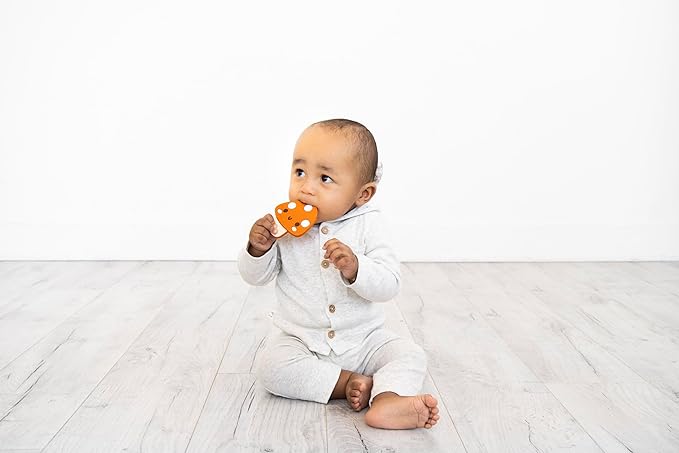Pearhead Mushroom Silicone Baby Teether, Teething Toy for Babies 0+ Months