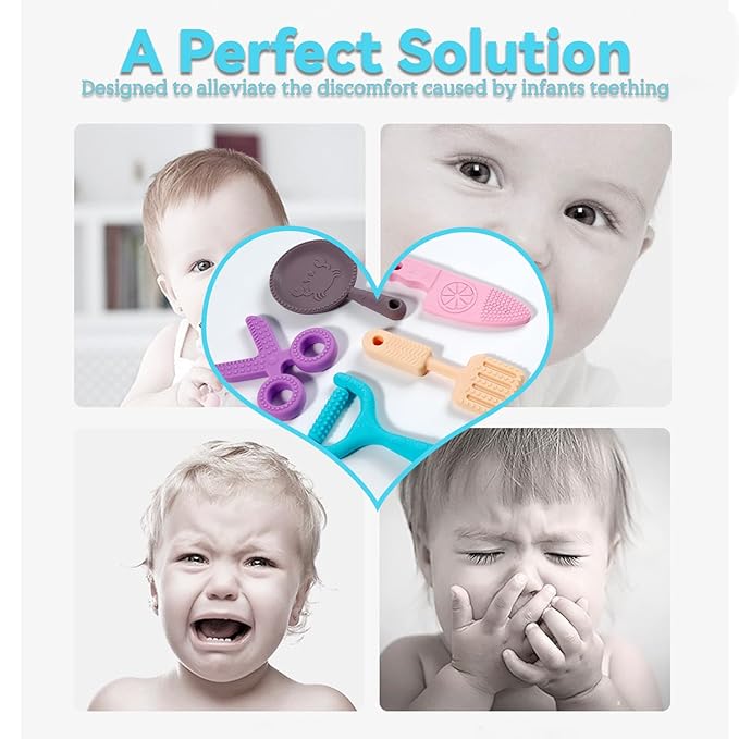 Baby Teething Toys’╝? Pack Baby Teether Toys’╝īBPA-Free’╝īTeether Chew Toy Set’╝īSoft 6-12 Months