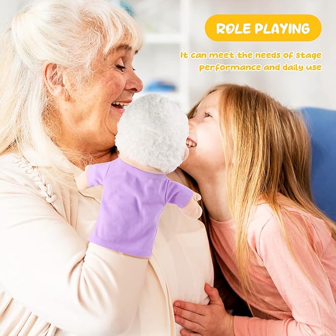 1 Pcs Family Hand Puppets 12 Inch Grandparents, Mom & Dad