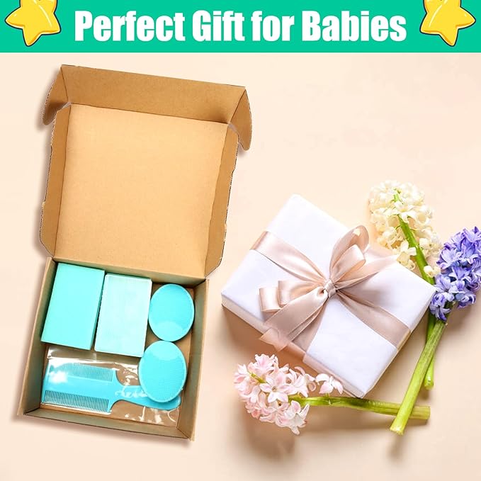 Cradle Cap Brush for Babies, 5Pcs Cradle Cap Treatment Set with Soft Bristle Brushes Silicone Scrubber Long Comb for Newborn Bathing Essentials Baby Brush and Comb Set (Green)