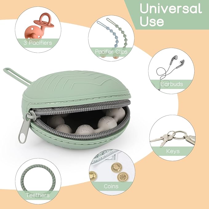 2 Pack Silicone Pacifier Holder Case,Portable Newborn Pacifiers Silicone Pouch for Boys & Girls
