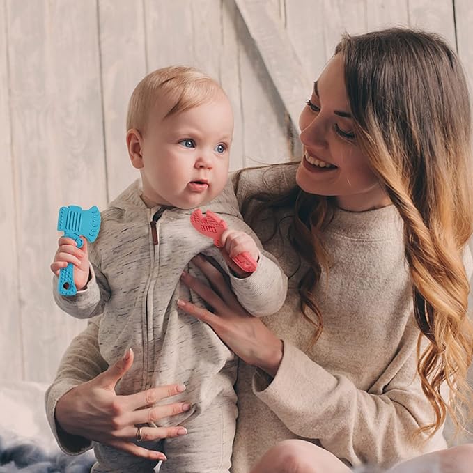 TYRY.HU Baby Teething Toys for Babies 0-6 Months 6-12 Months, BPA Free Silicone Baby Molar Teether Chew Toys 4 Packs