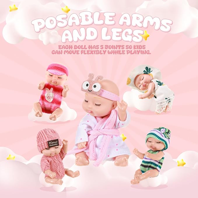 Hanaive 10 Pcs 4 Inch Mini Baby Dolls Lifelike Realistic 3+ Graduation