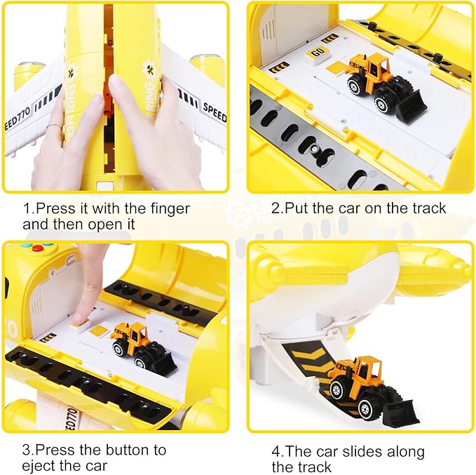 Hapavis Airplane Toys with Construction Truck Engineering Vehicle Play Mat